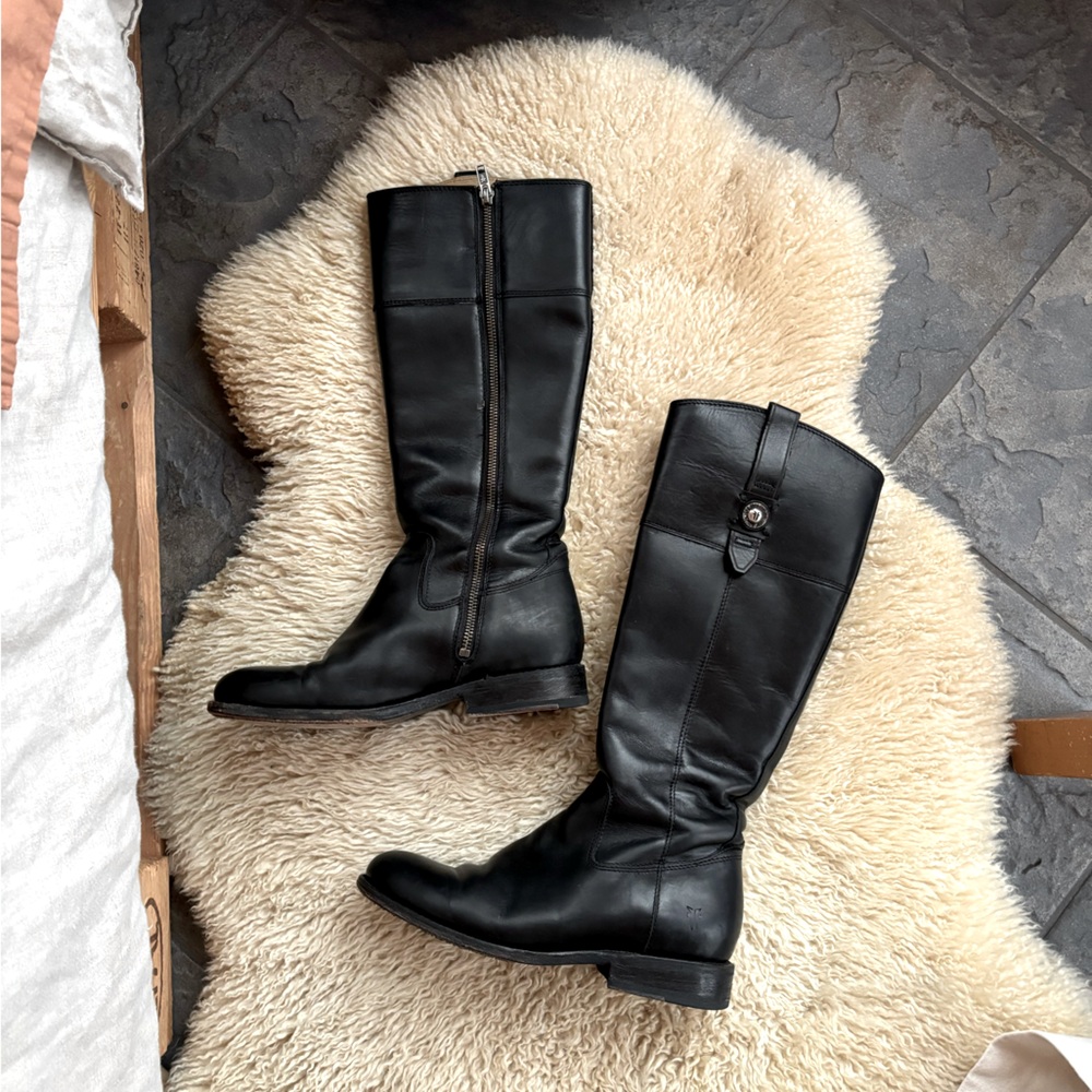 Black Leather Knee-High Boots